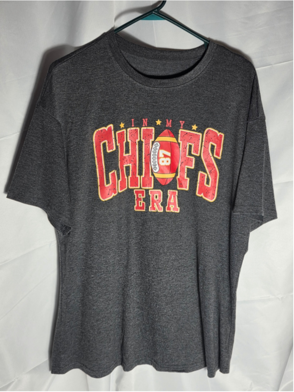 Men's Unbranded Chiefs Era Graphic T-Shirt, Grey/Red, Size L football NFL